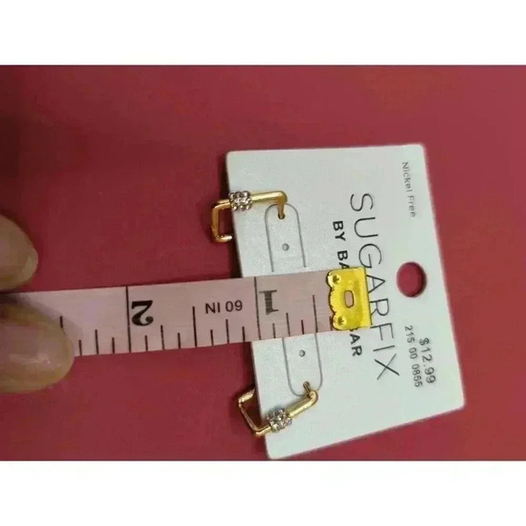 NWT SUGARFIX BY BAUBLEBAR GOLD TONE GEM ACCENT NICKEL FREE HUGGIE HOOP EARRINGS - Picture 3 of 3